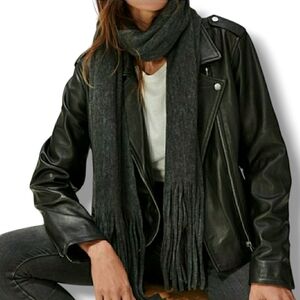 Lucky Brand Gray Fringed Scarf - OS